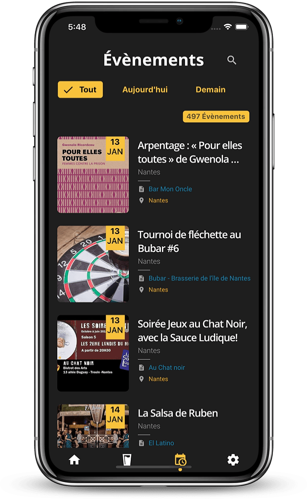 image application événements