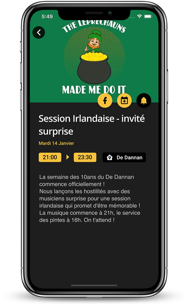 image application événements