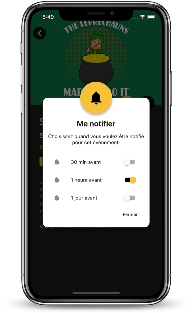 image application événements